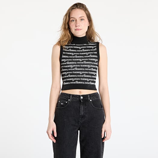 Vest Tommy Jeans Crop Script Vest Black