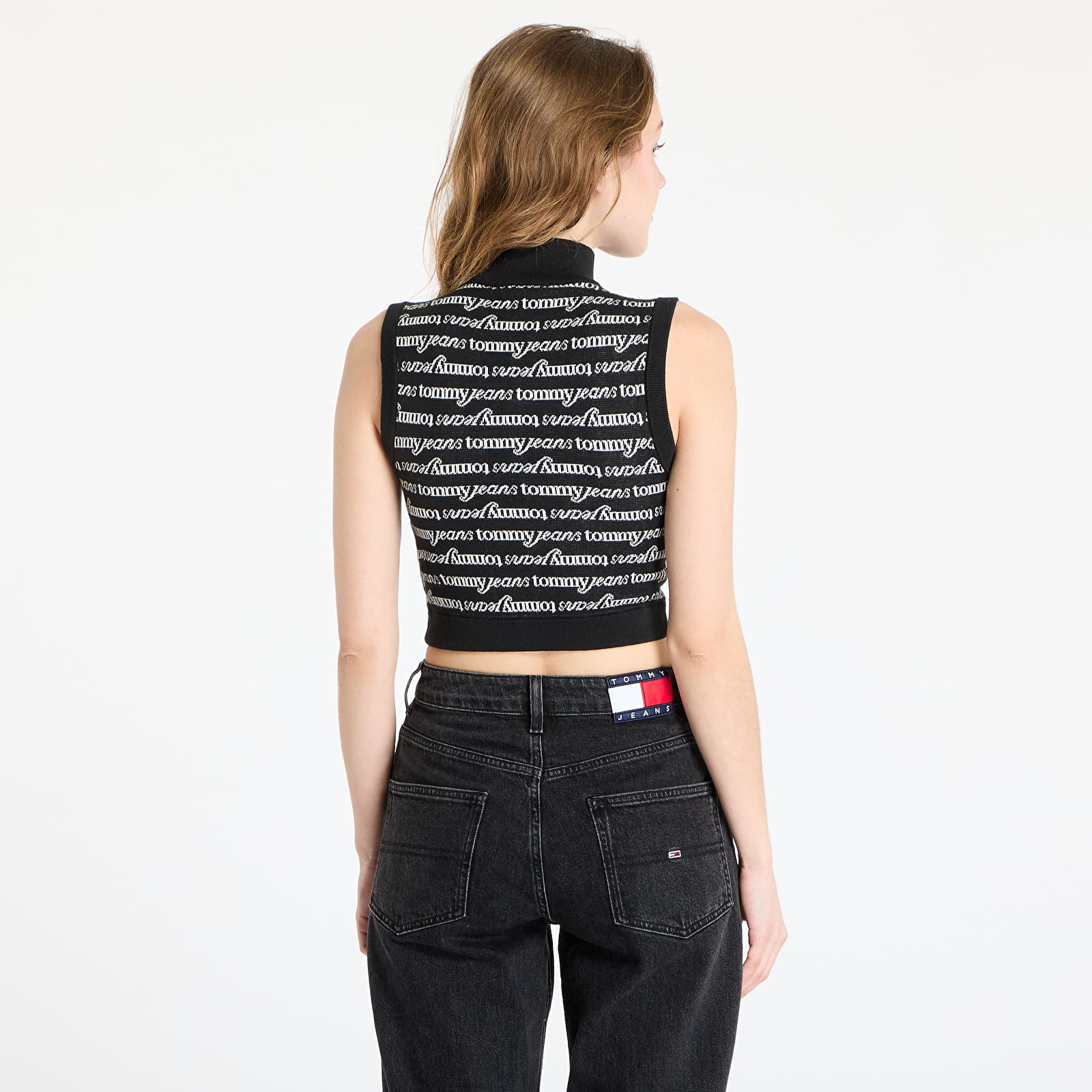 Vests Tommy Jeans Crop Script Vest Black