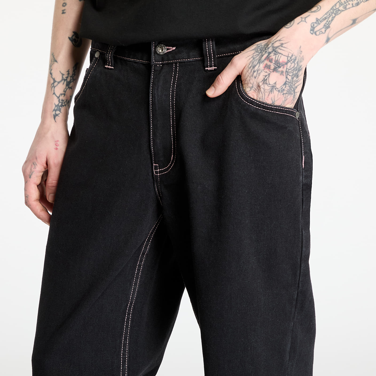 Jeansy DIME Classic Relaxed Denim Pants Black/ Contrast Stitch