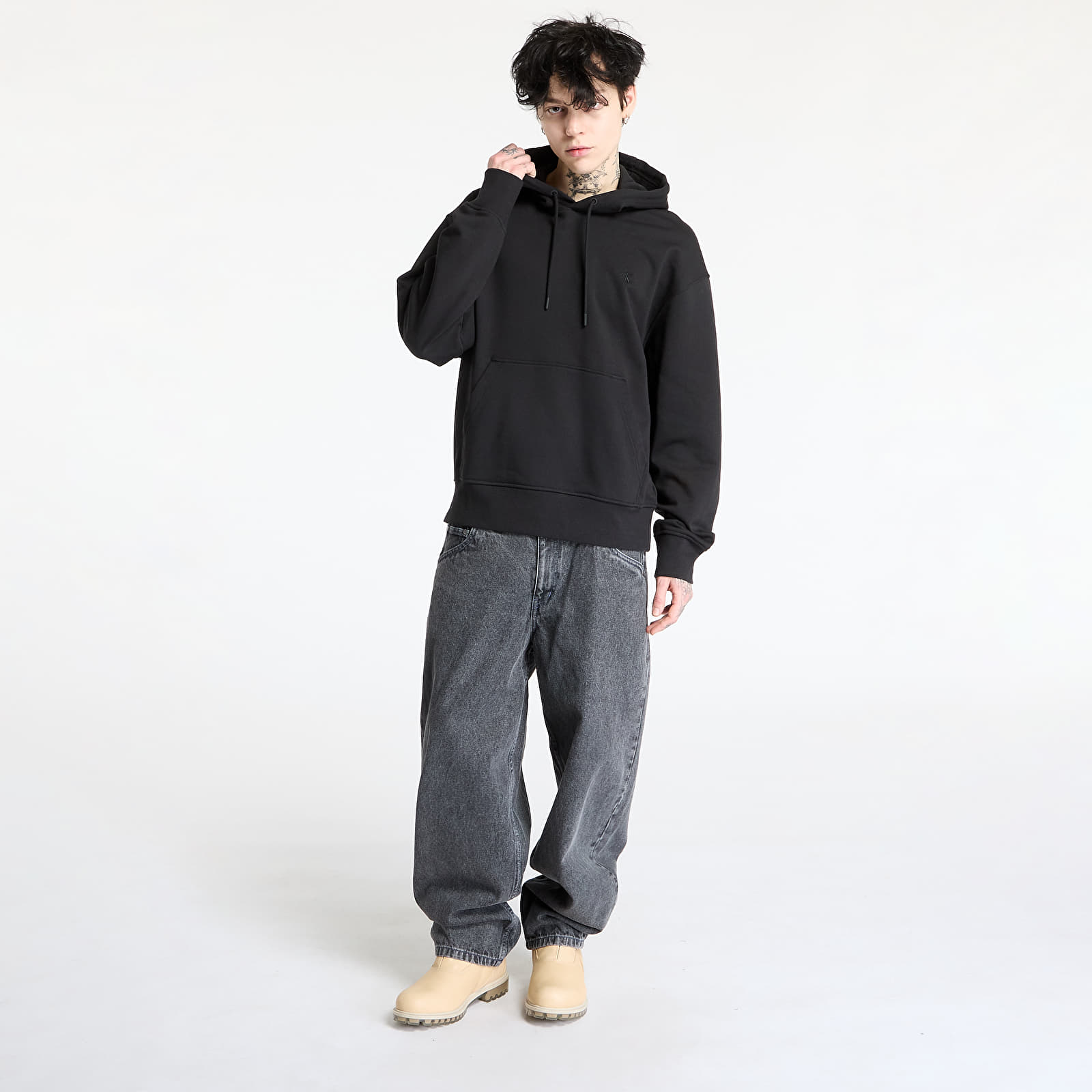 Mikiny Calvin Klein Jeans Soft Layered Monogram Hoodie Black