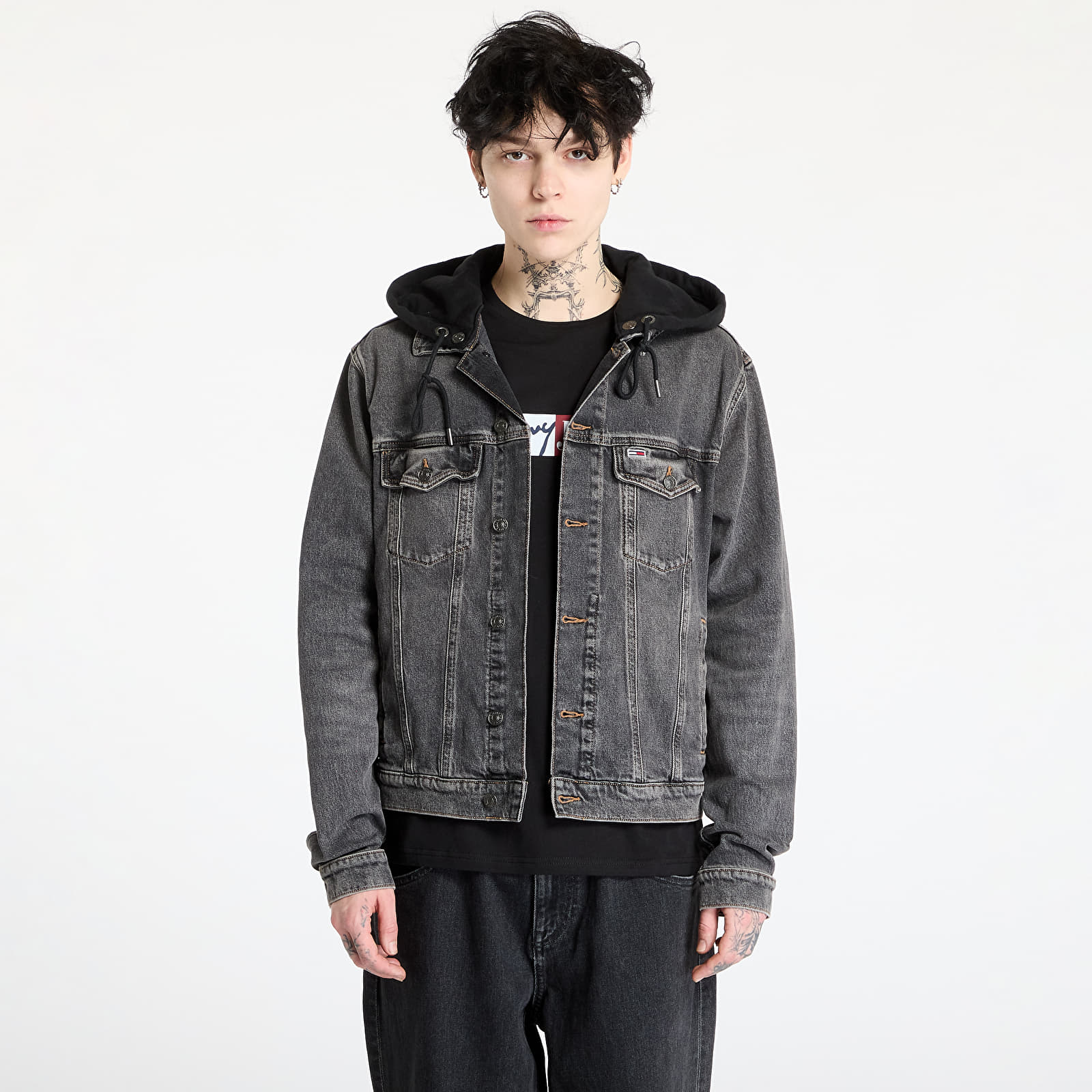 Kurtki jeansowe Tommy Jeans Hooded Ryan Regular Trucker Jacket Denim
