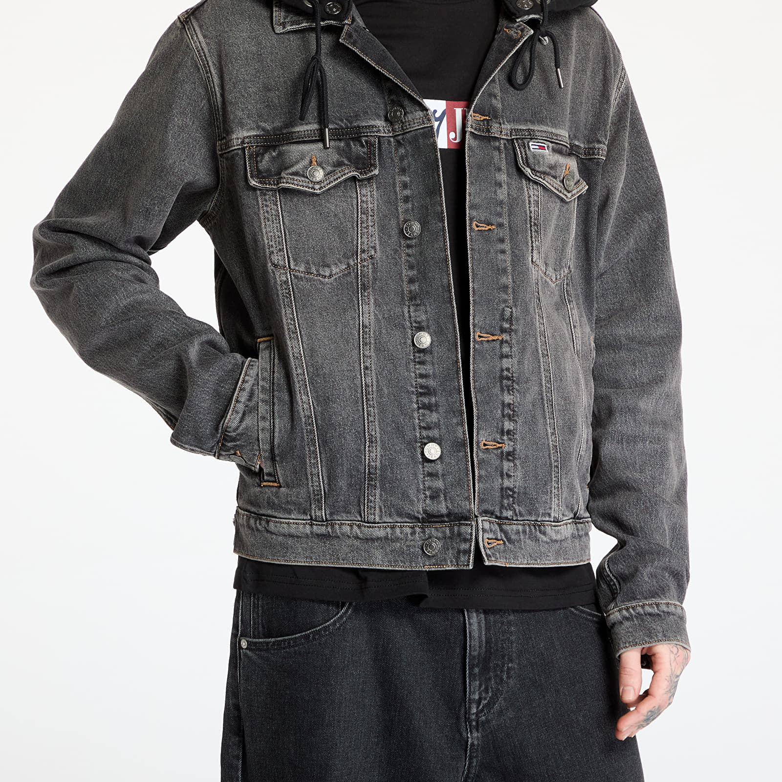 Kurtki jeansowe Tommy Jeans Hooded Ryan Regular Trucker Jacket Denim