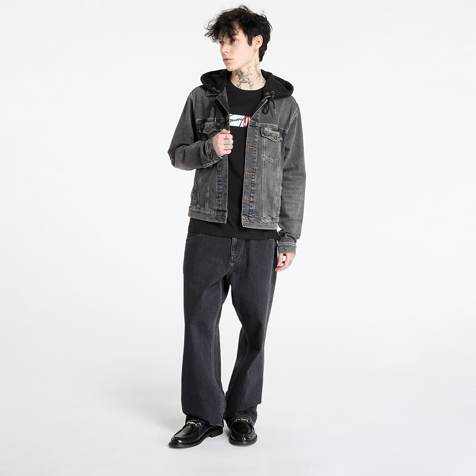 Kurtki jeansowe Tommy Jeans Hooded Ryan Regular Trucker Jacket Denim