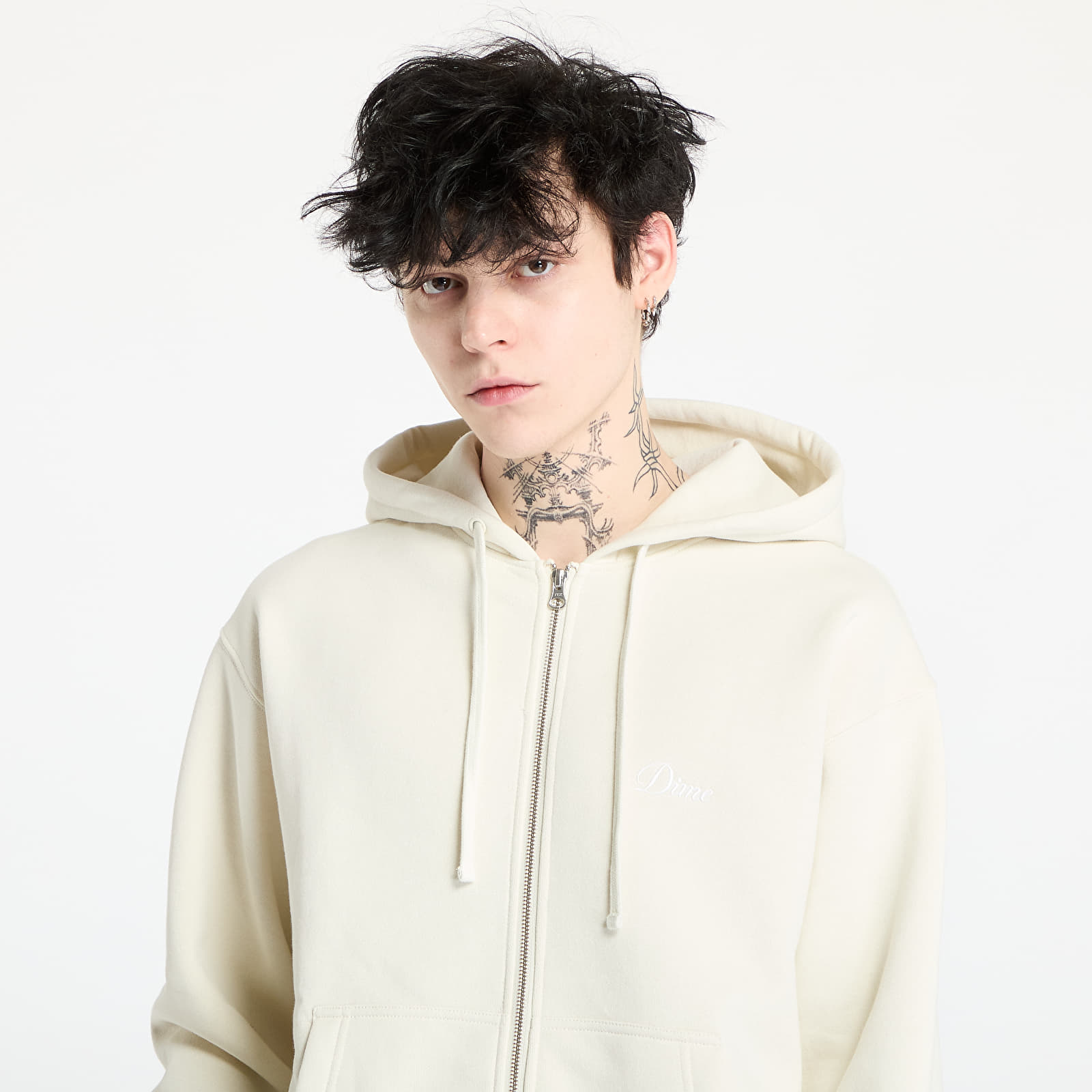 Kapucnis pulóverek és pulcsik DIME Cursive Small Logo Zip-Hoodie UNISEX Natural