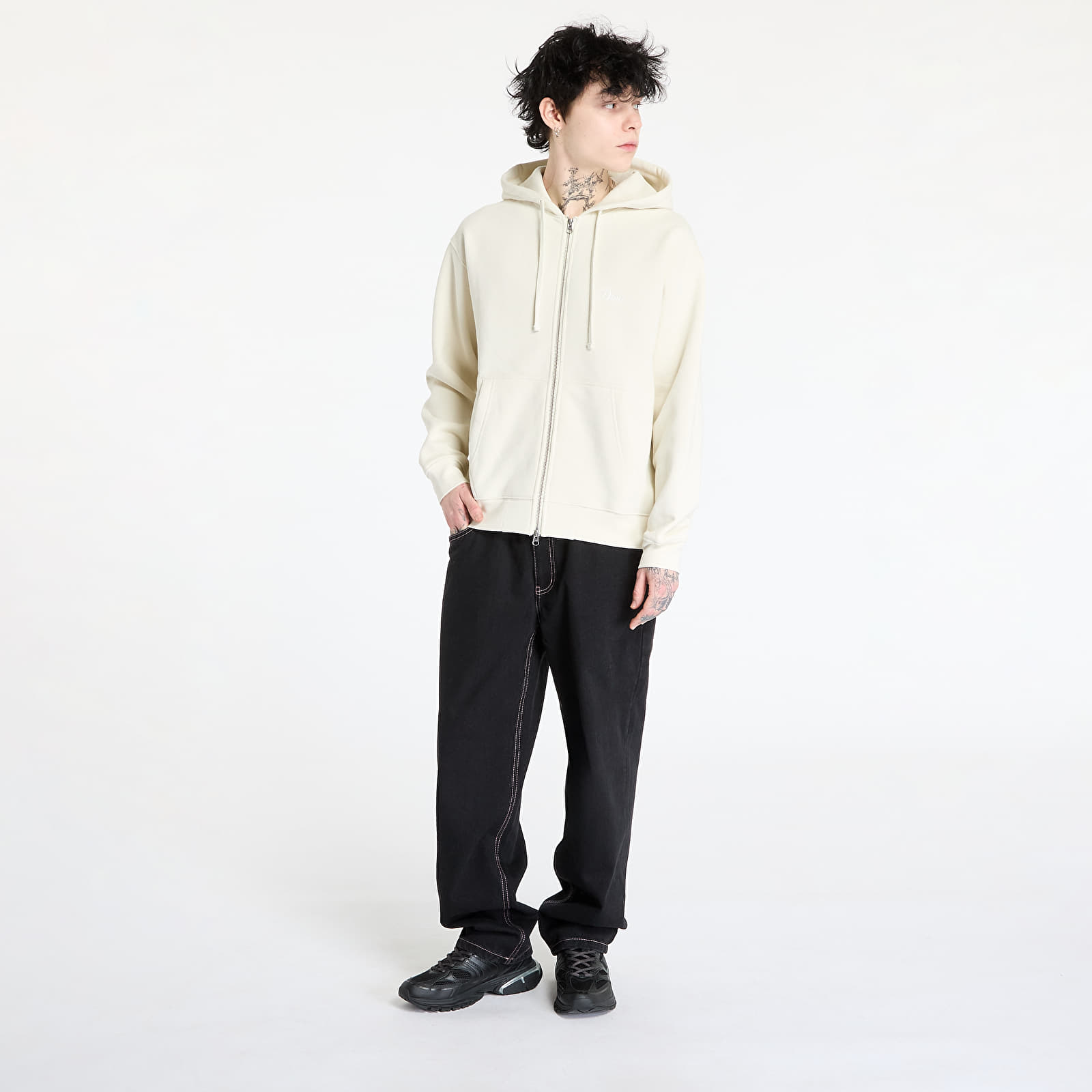 Kapucnis pulóverek és pulcsik DIME Cursive Small Logo Zip-Hoodie UNISEX Natural