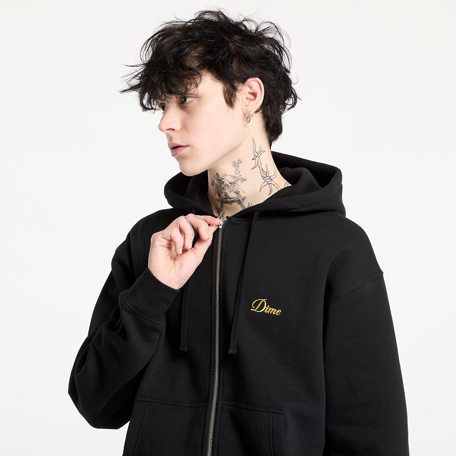 Kapucnis pulóverek és pulcsik DIME Cursive Small Logo Zip-Hoodie UNISEX Black