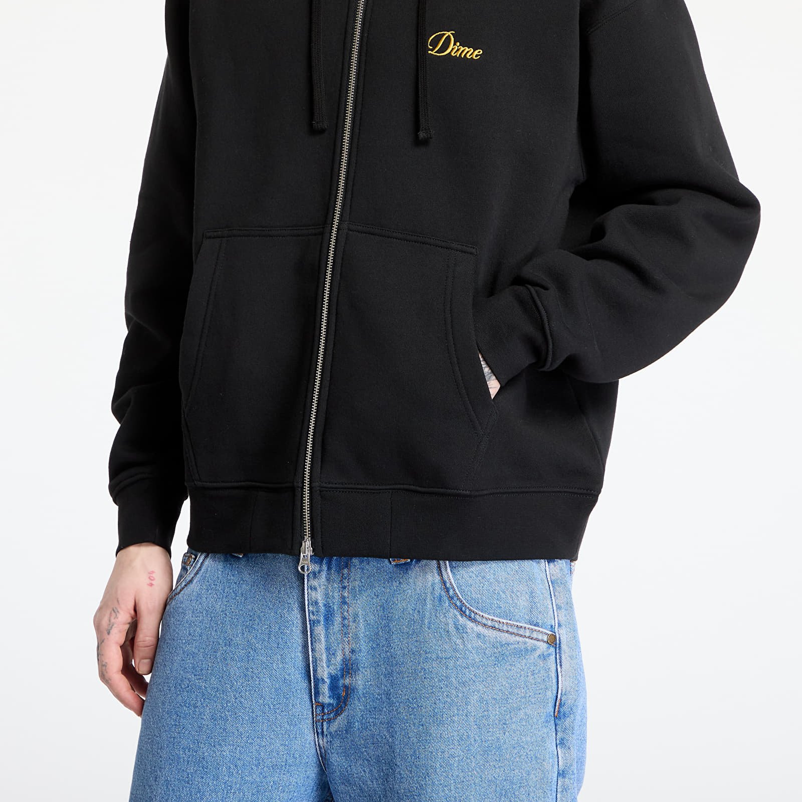 Kapucnis pulóverek és pulcsik DIME Cursive Small Logo Zip-Hoodie UNISEX Black