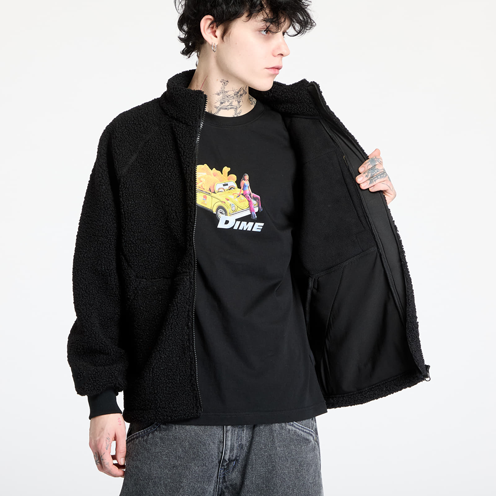 Jackets DIME Polar Fleece Sherpa Zip UNISEX Black