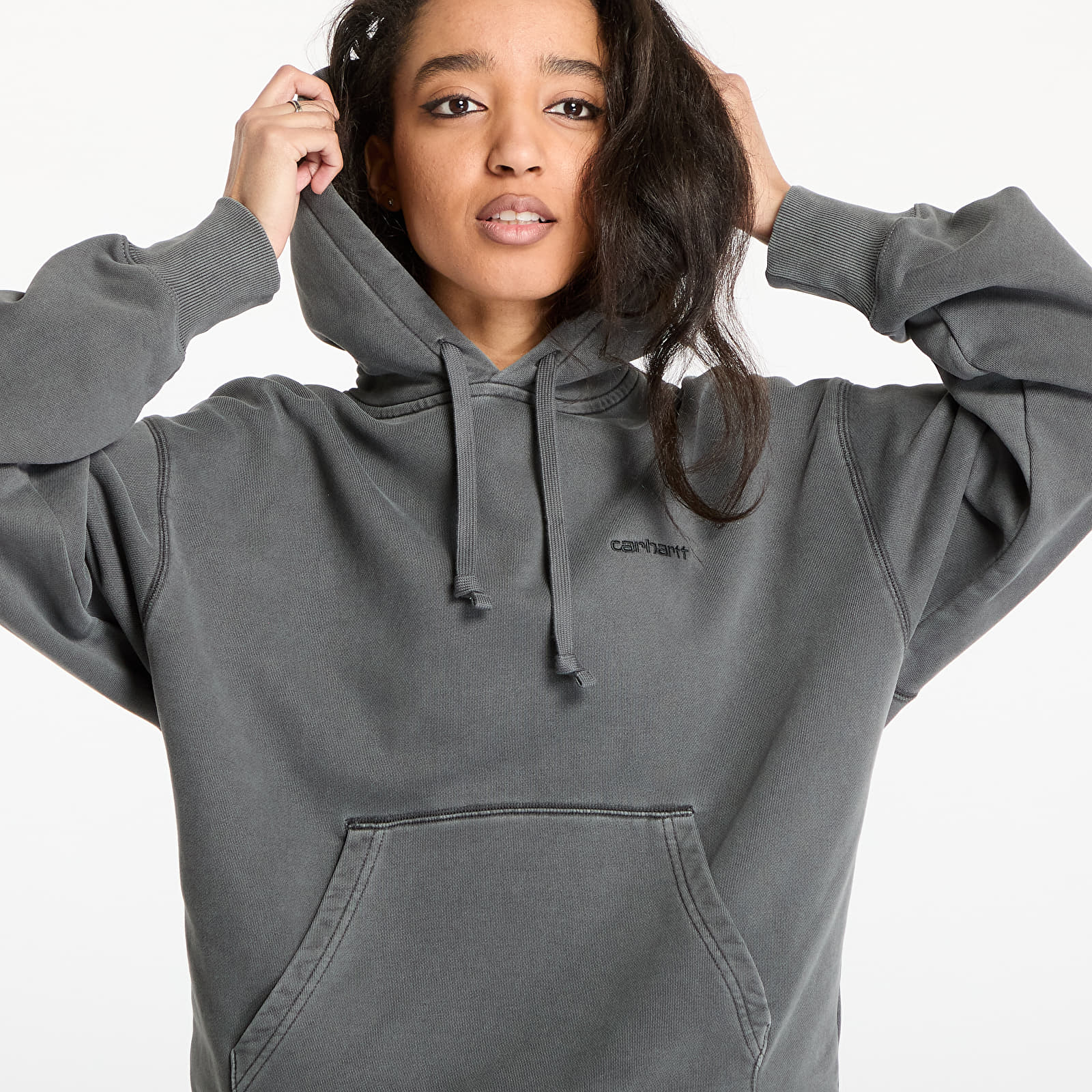 Kapucnis pulóverek és pulcsik Carhartt WIP W' Hooded Lumo Sweat Black Garment Dyed