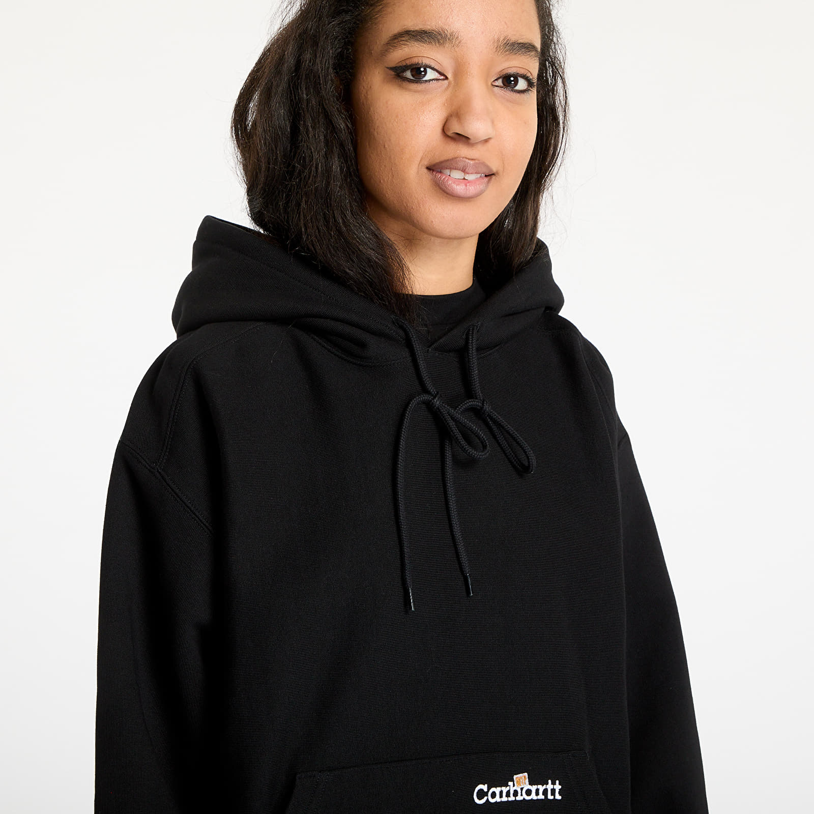 Bluzy Carhartt WIP Hooded Label Script Sweat UNISEX Black