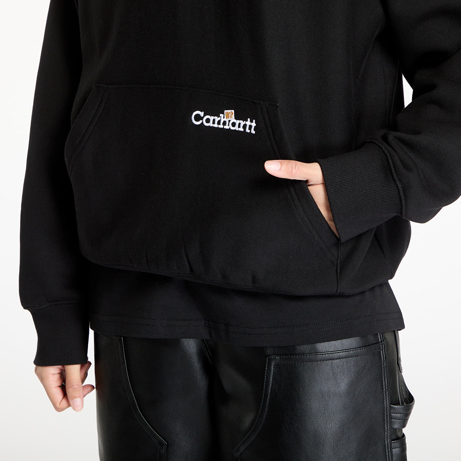 Bluzy Carhartt WIP Hooded Label Script Sweat UNISEX Black