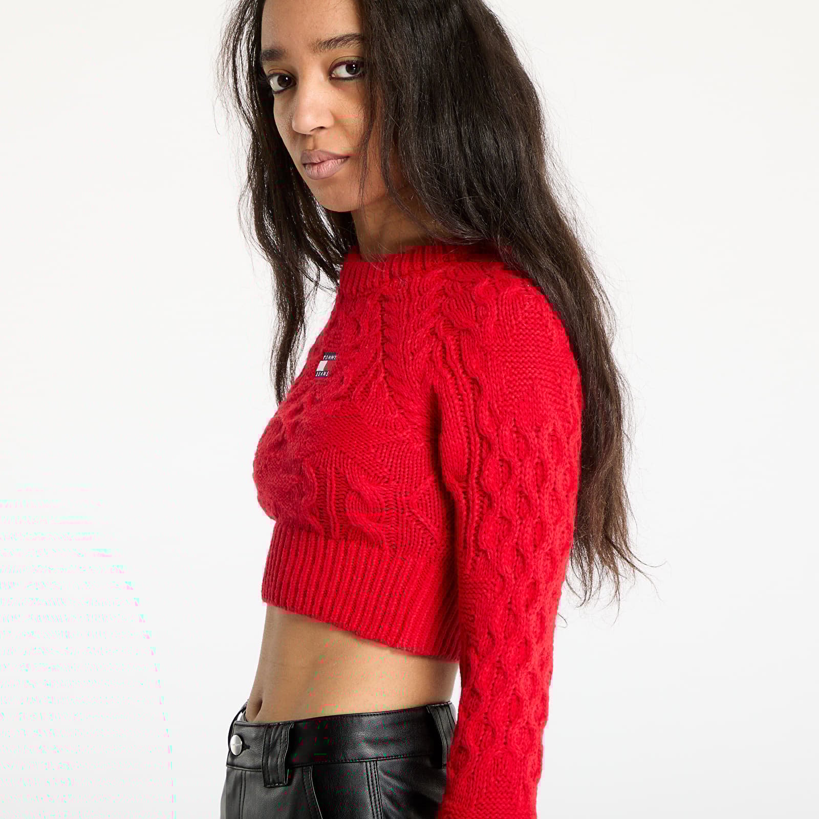 Villapaidat Tommy Jeans Badge Star Cable Sweater Red
