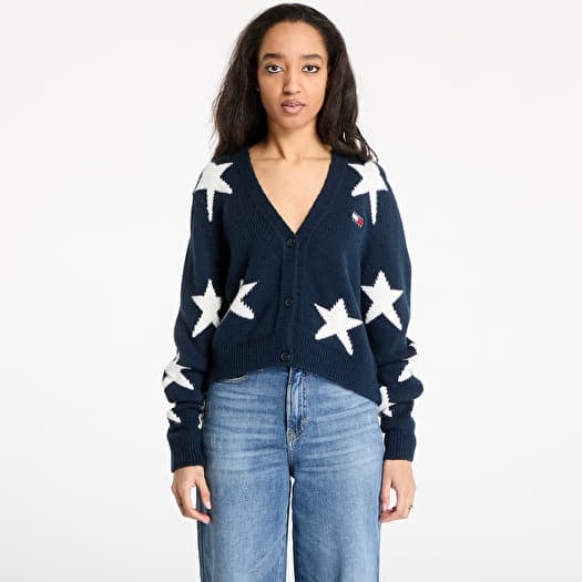 Sveter Tommy Jeans Star Cardigan Blue