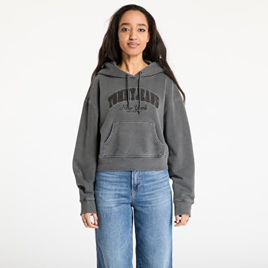 Tommy Jeans Boxy Crop Varsity Hoodie Black
