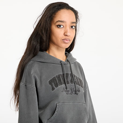 Sudaderas Tommy Jeans Boxy Crop Varsity Hoodie Black Footshop