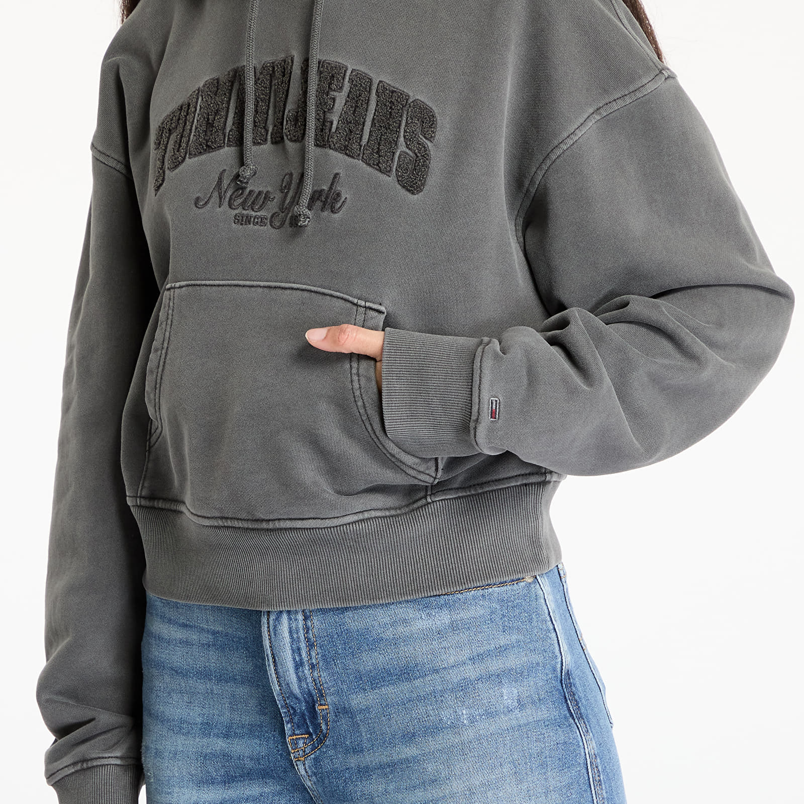 Hoodies and sweatshirts  Tommy Jeans Boxy Crop Varsity Hoodie Black