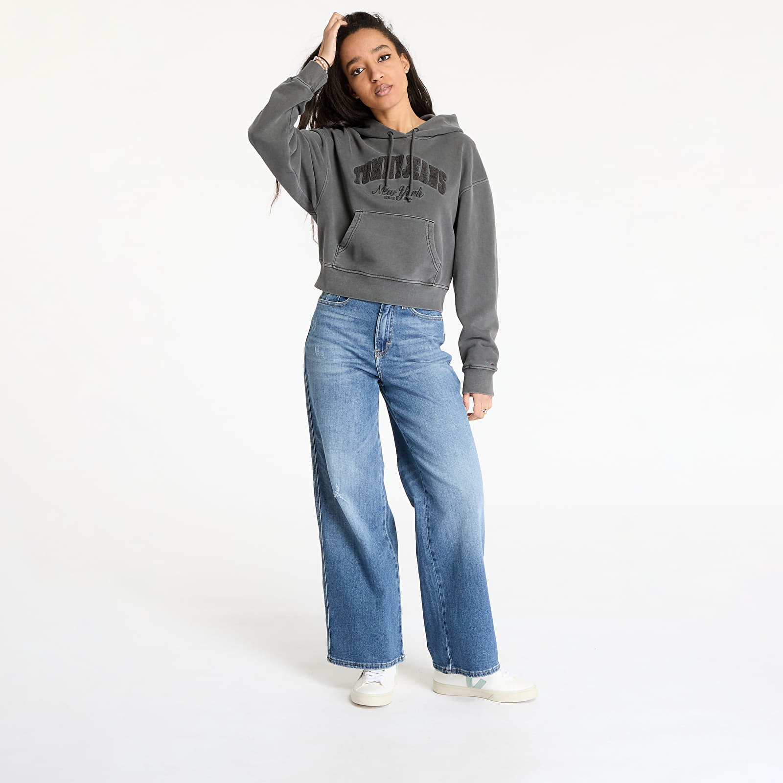 Hoodies and sweatshirts  Tommy Jeans Boxy Crop Varsity Hoodie Black