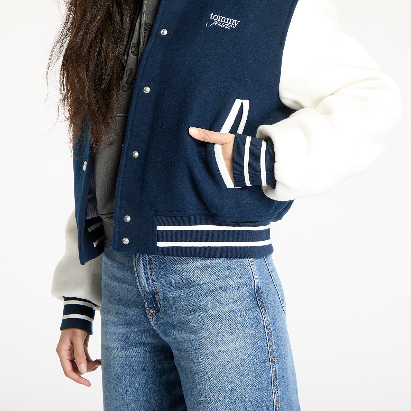 Bomber-takit Tommy Jeans Wool Varsity Bomber Jacket Blue