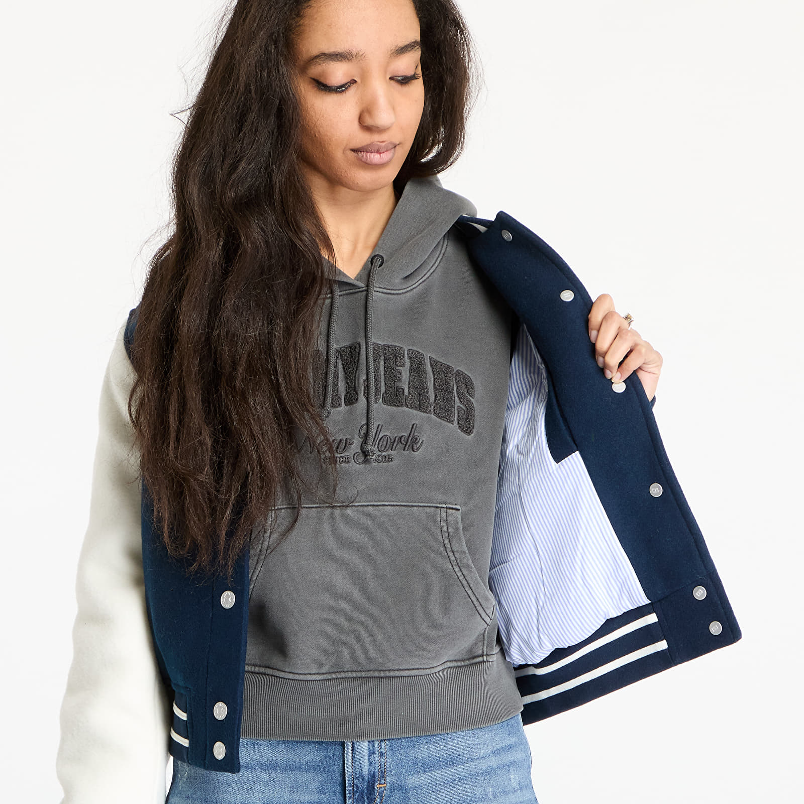 Bomber-takit Tommy Jeans Wool Varsity Bomber Jacket Blue