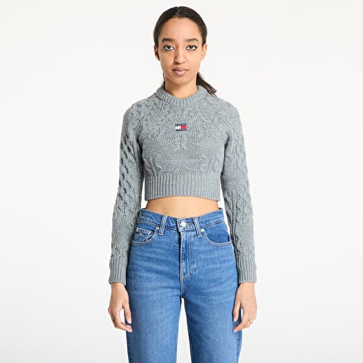 Sveter Tommy Jeans Badge Star Cable Sweater Gray