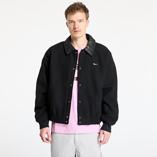 Bunda Nike Solo Swoosh Men's Wool Varsity Jacket Black/ Black/ Black/ White