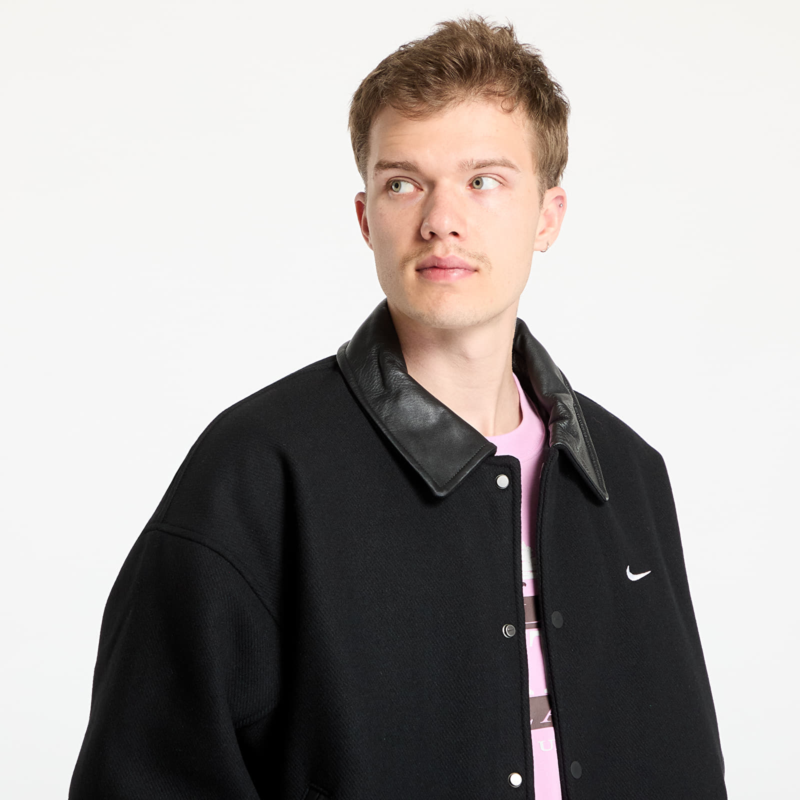 Bundy Nike Solo Swoosh Men's Wool Varsity Jacket Black/ Black/ Black/ White