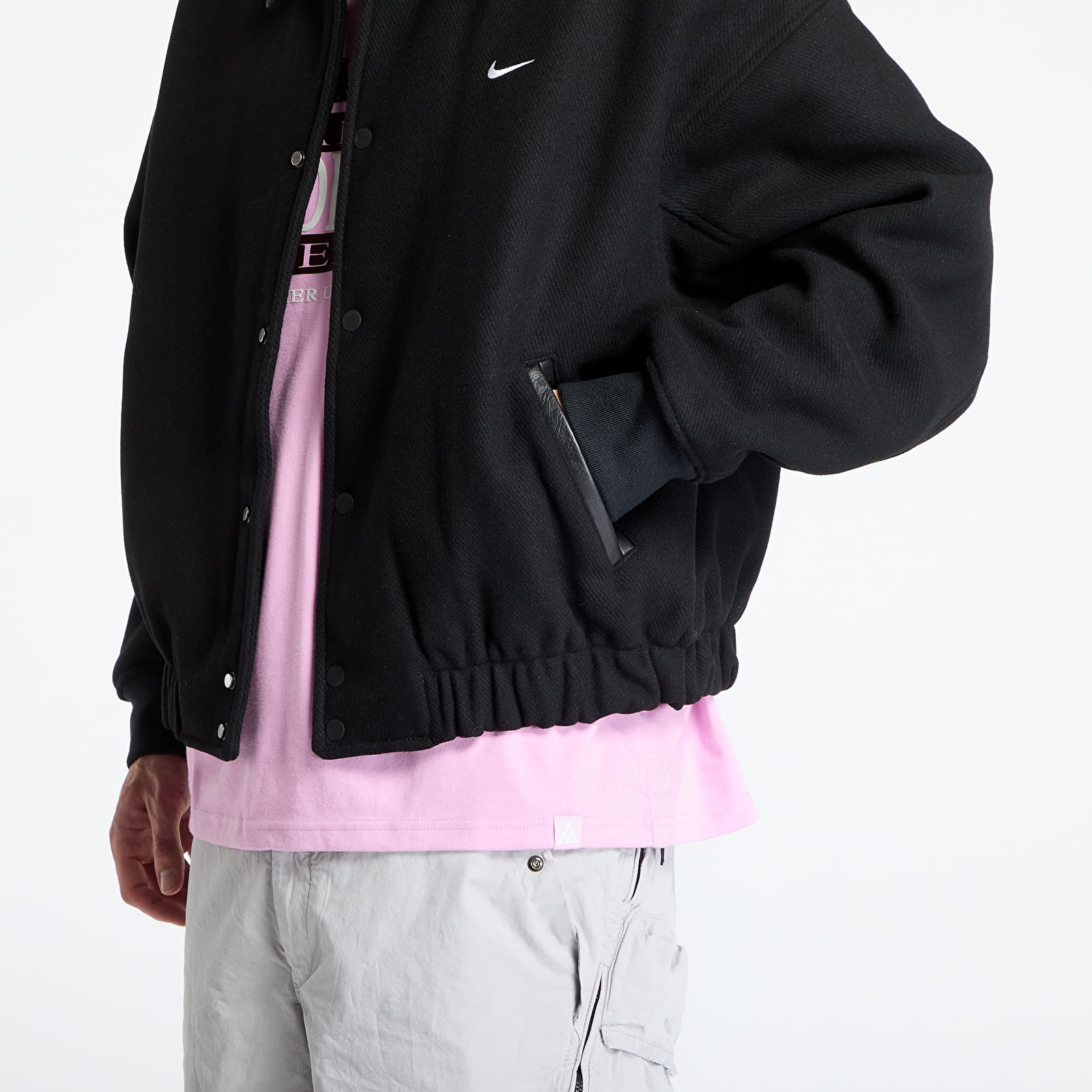 Bundy Nike Solo Swoosh Men's Wool Varsity Jacket Black/ Black/ Black/ White