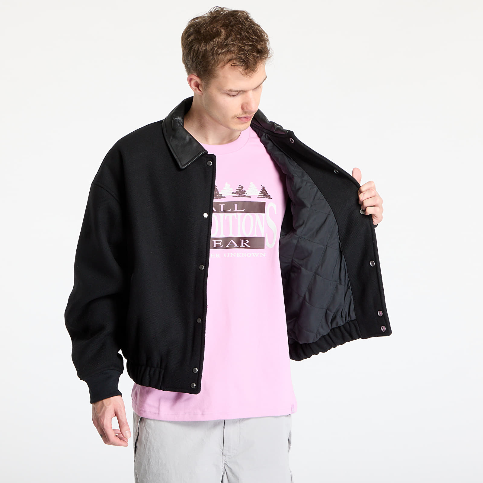 Bundy Nike Solo Swoosh Men's Wool Varsity Jacket Black/ Black/ Black/ White