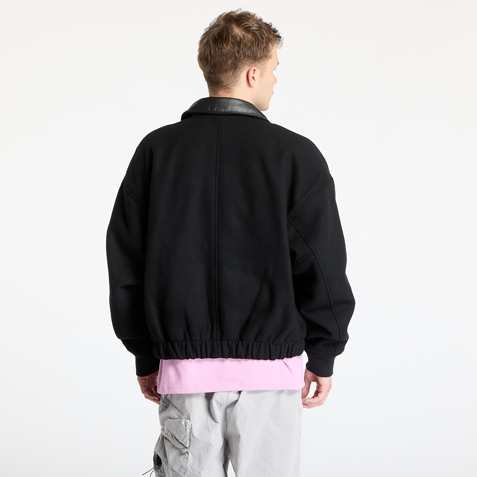 Bundy Nike Solo Swoosh Men's Wool Varsity Jacket Black/ Black/ Black/ White