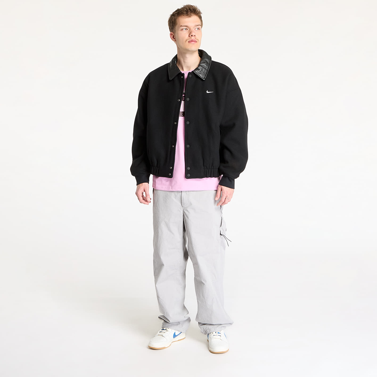 Bundy Nike Solo Swoosh Men's Wool Varsity Jacket Black/ Black/ Black/ White
