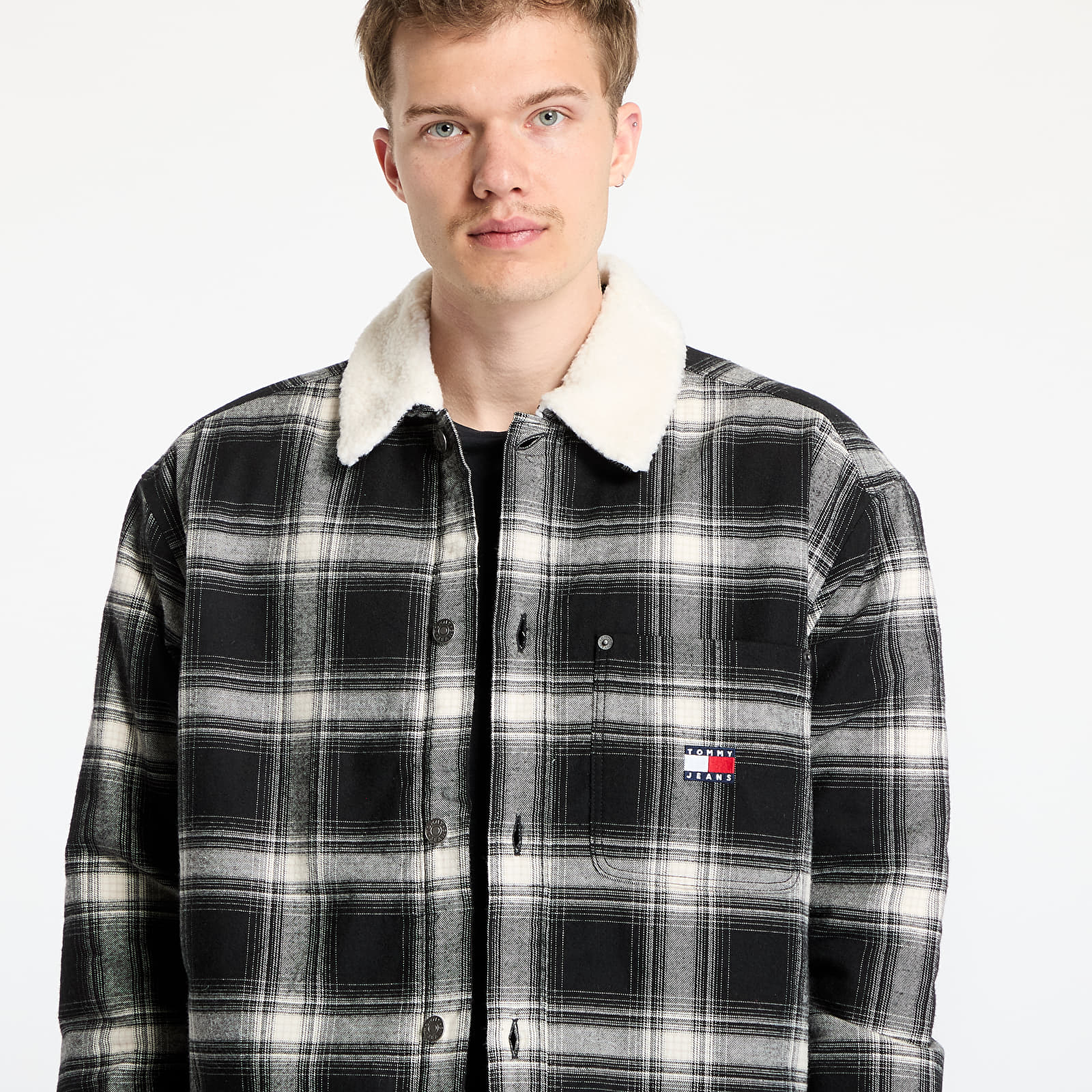 Shirts Tommy Jeans Check Teddy Mix Overshirt Black