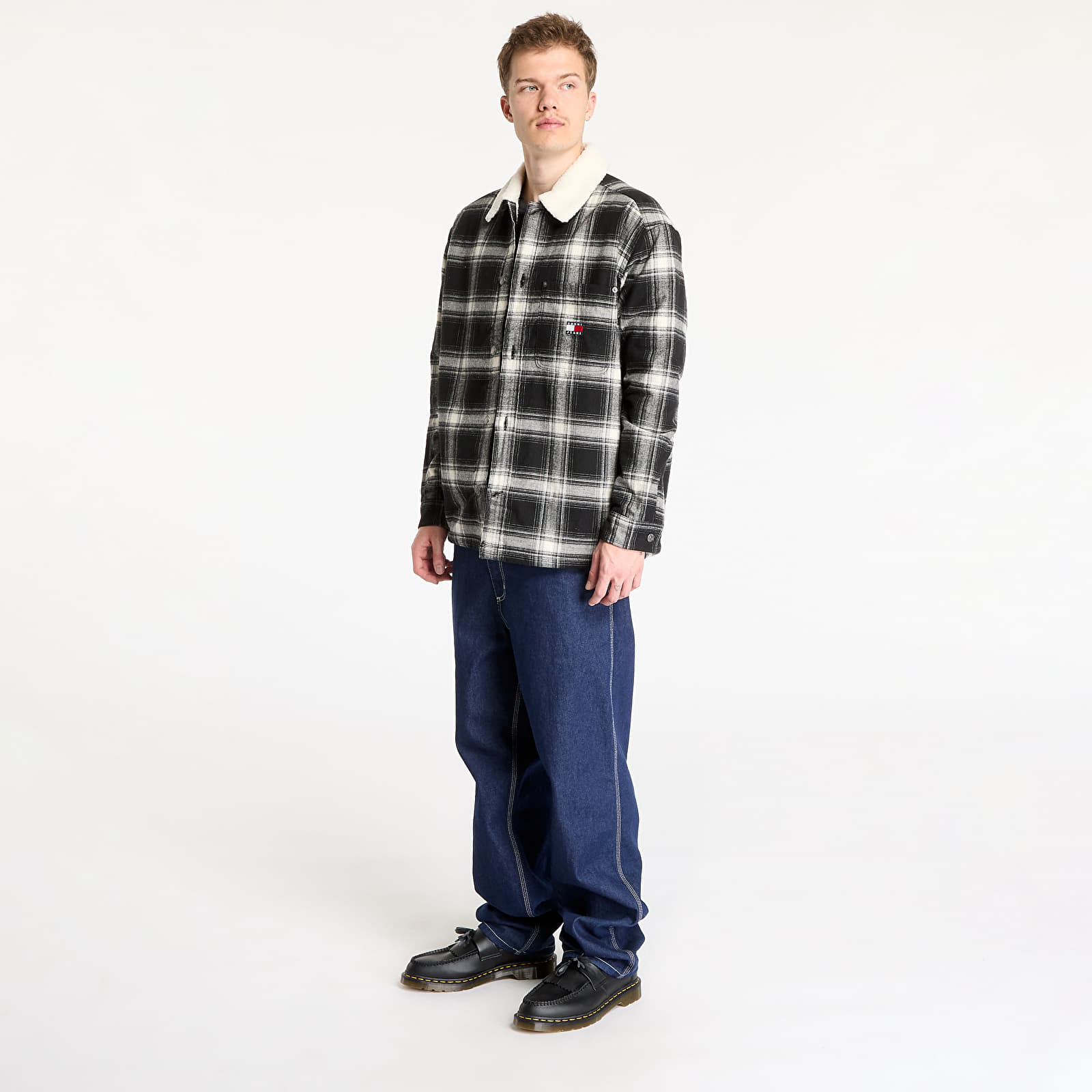 Shirts Tommy Jeans Check Teddy Mix Overshirt Black