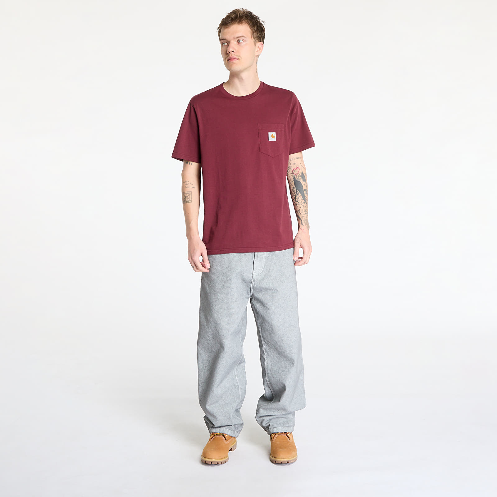 Férfi pólok Carhartt WIP S/S Pocket T-Shirt UNISEX Malbec