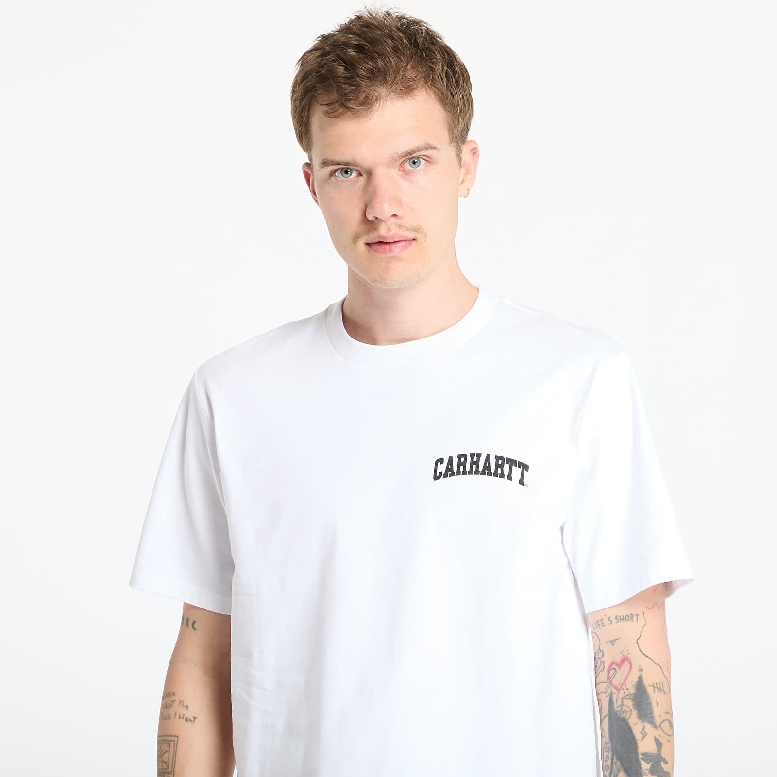 T-shirts homme Carhartt WIP S/S University Script T-Shirt UNISEX White/ Black