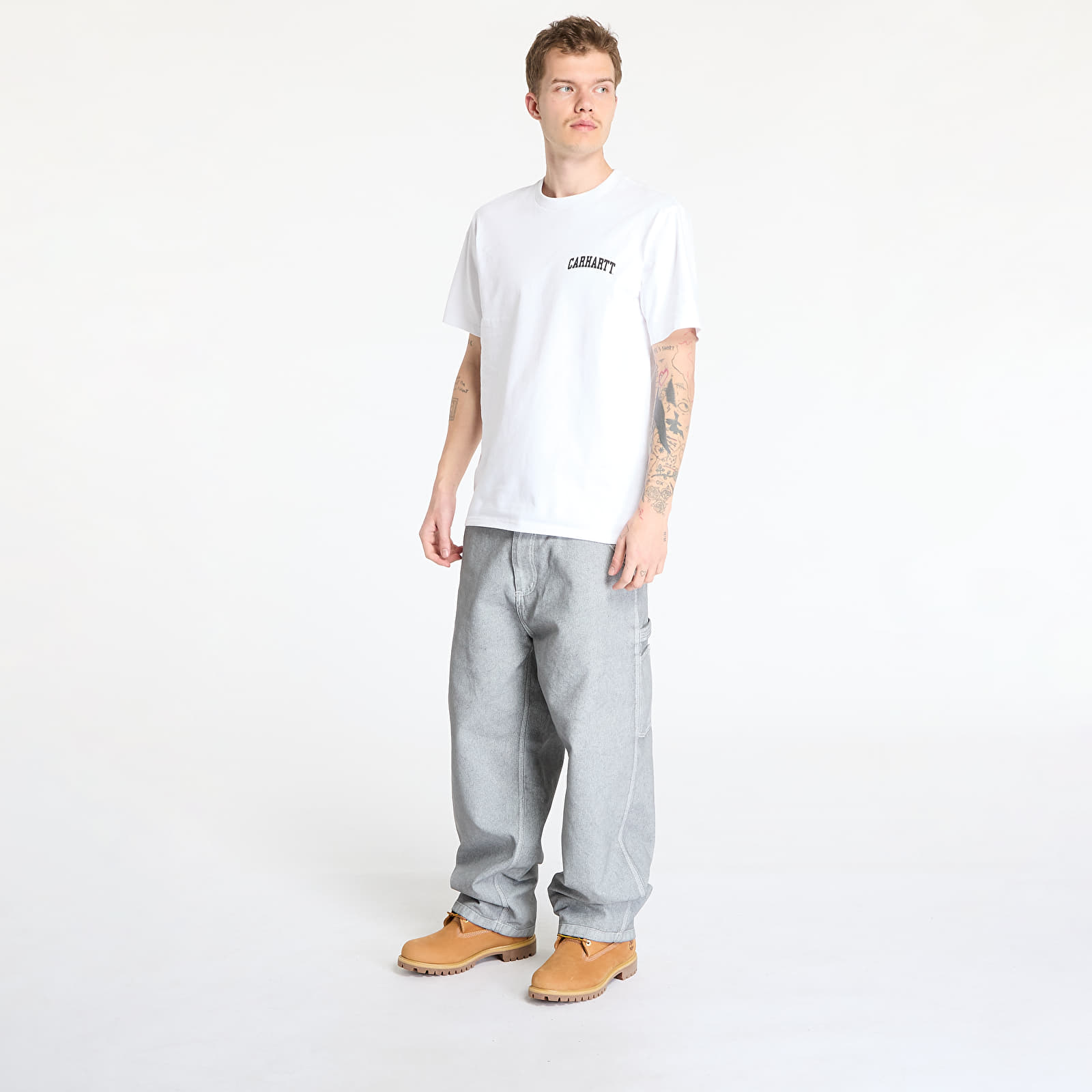 T-shirts homme Carhartt WIP S/S University Script T-Shirt UNISEX White/ Black