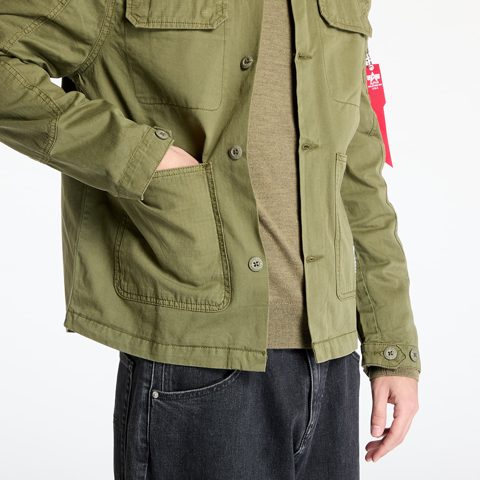 Meeste särgid Alpha Industries Inc. Color Block Overshirt Dark Olive