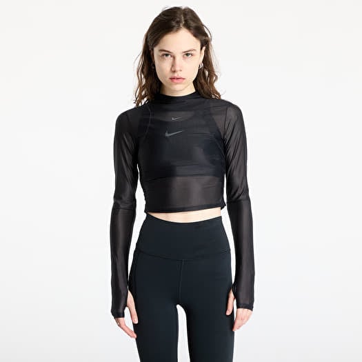 Póló Nike Zenvy Women's Dri-FIT Long-Sleeve Sheer Top Black/ Pcg6C