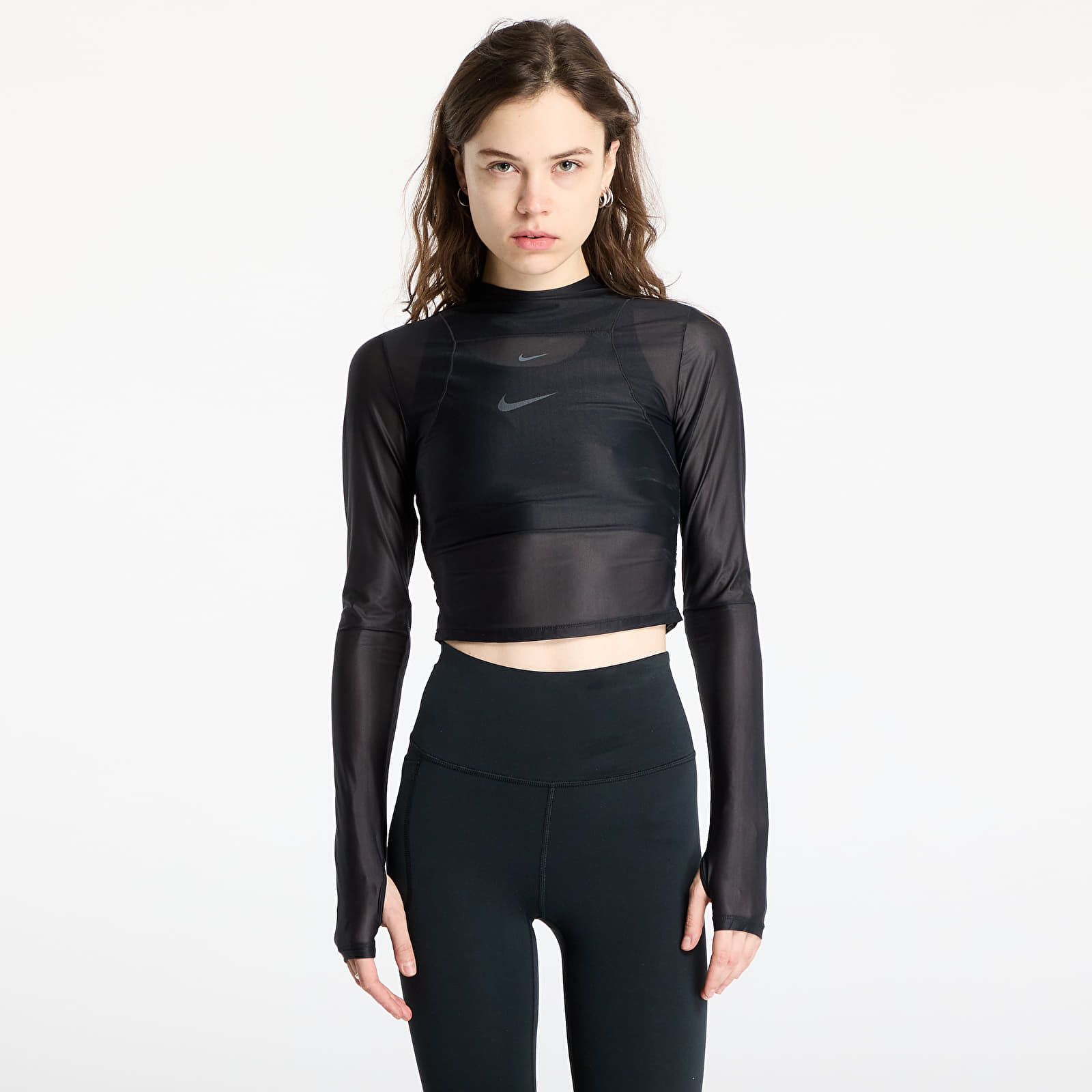 T-shirts Nike Zenvy Women's Dri-FIT Long-Sleeve Sheer Top Black/ Pcg6C