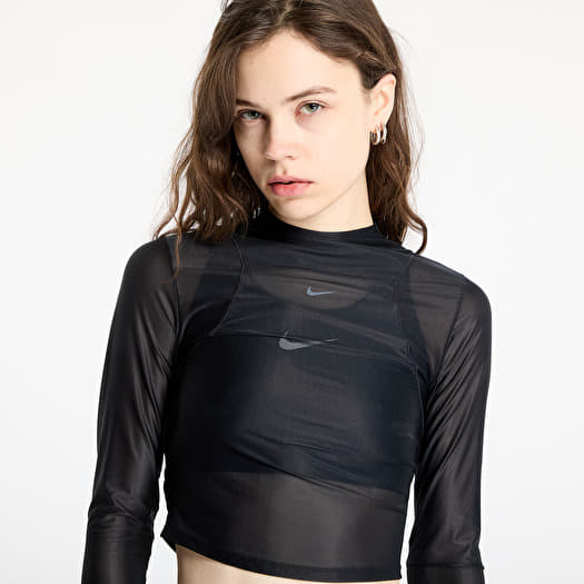 T-Shirts Nike Zenvy Women's Dri-FIT Long-Sleeve Sheer Top Black