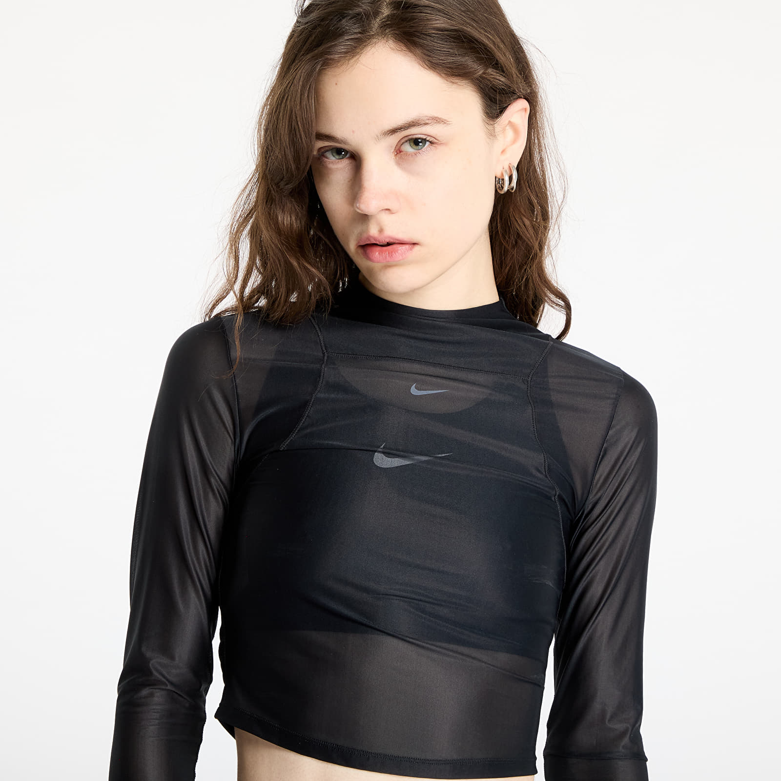 T-shirts Nike Zenvy Women's Dri-FIT Long-Sleeve Sheer Top Black/ Pcg6C