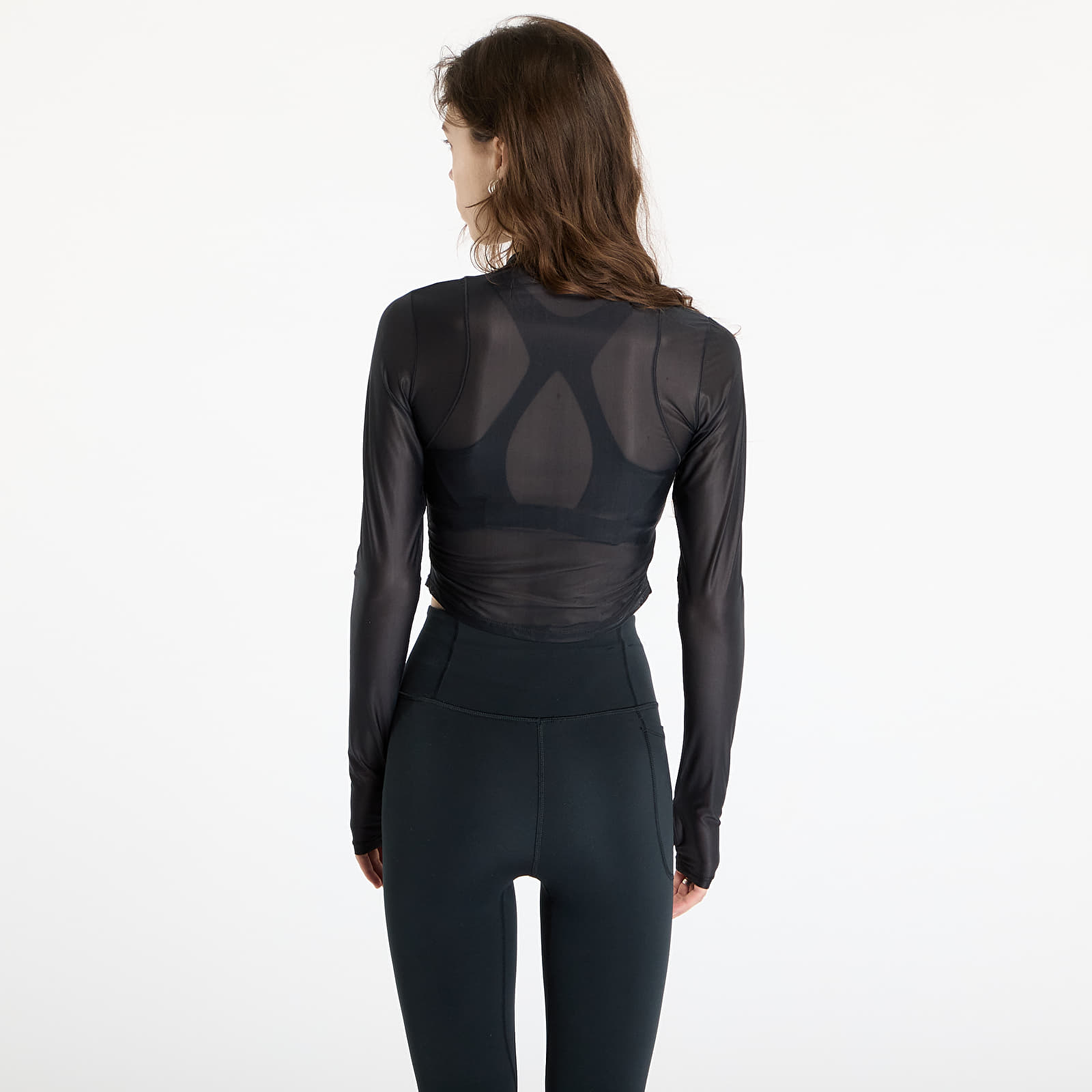 T-shirts Nike Zenvy Women's Dri-FIT Long-Sleeve Sheer Top Black/ Pcg6C