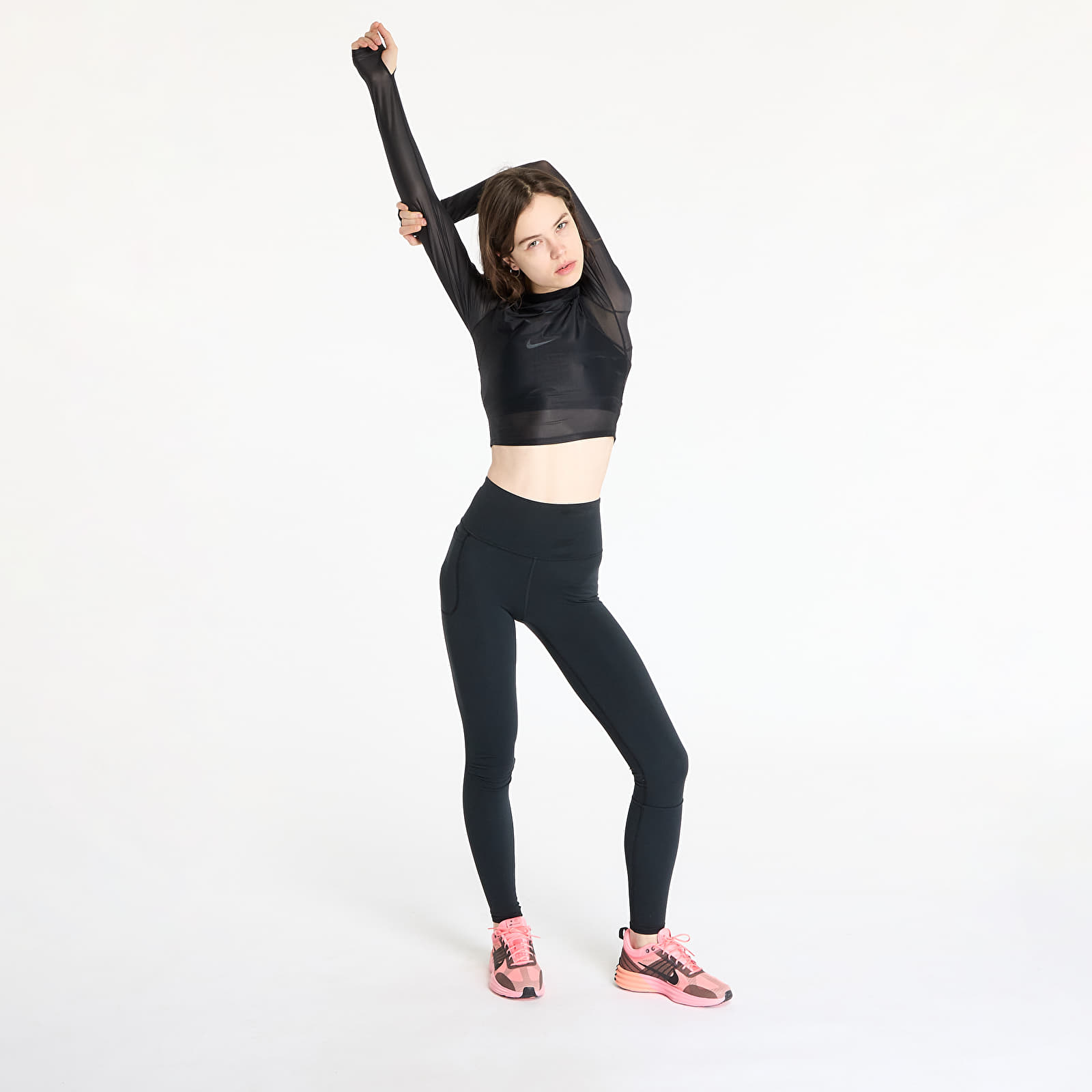 T-shirts Nike Zenvy Women's Dri-FIT Long-Sleeve Sheer Top Black/ Pcg6C