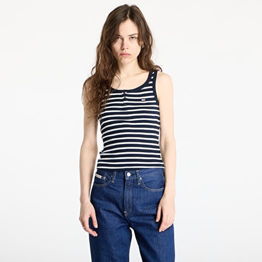 Tommy Jeans Slim Button Tank Blue