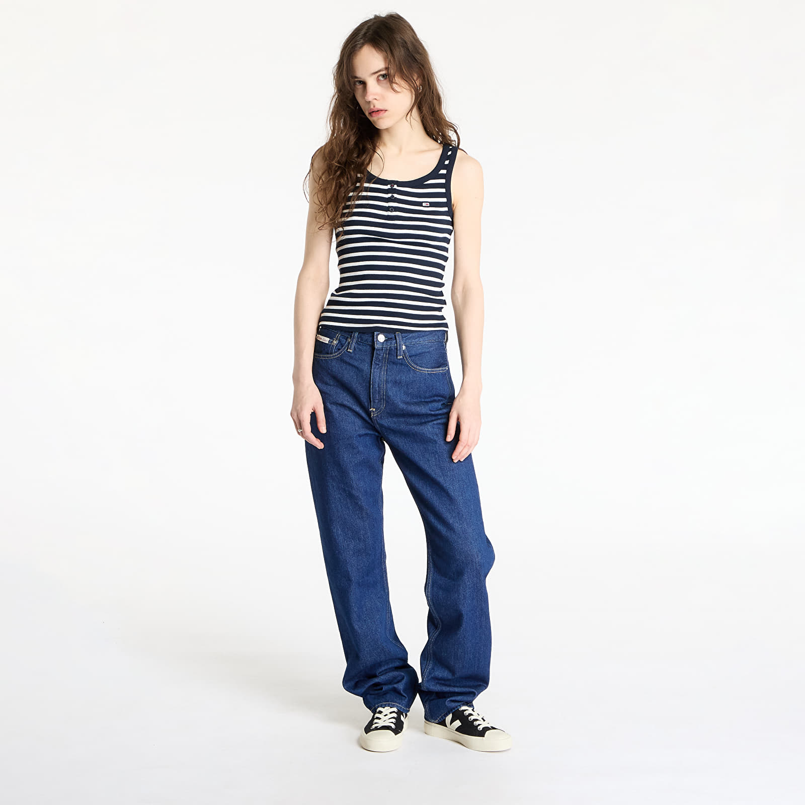 Дамски потници Tommy Jeans Slim Button Tank Blue