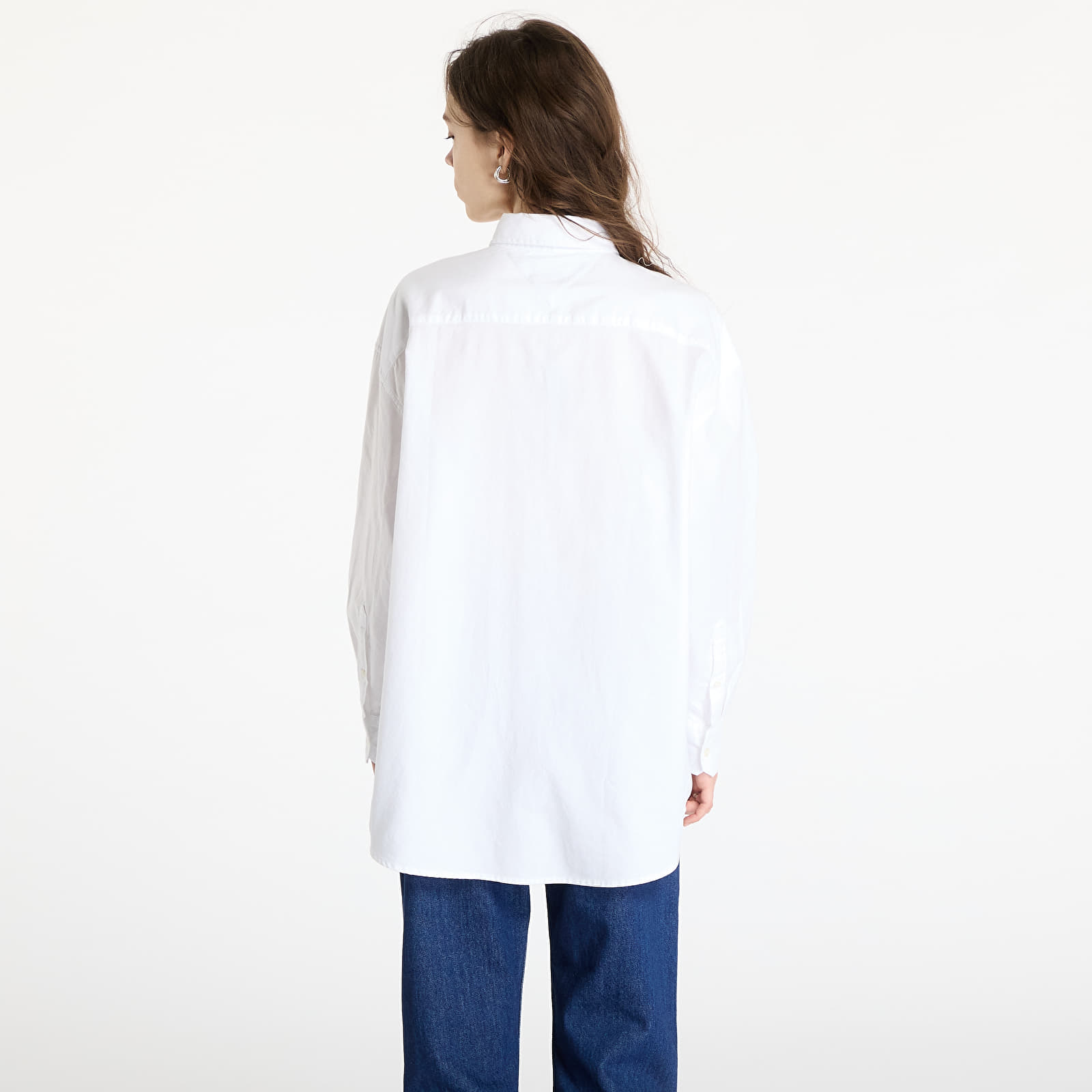 Dámské košile Tommy Jeans Oversized Badge Oxford Shirt White