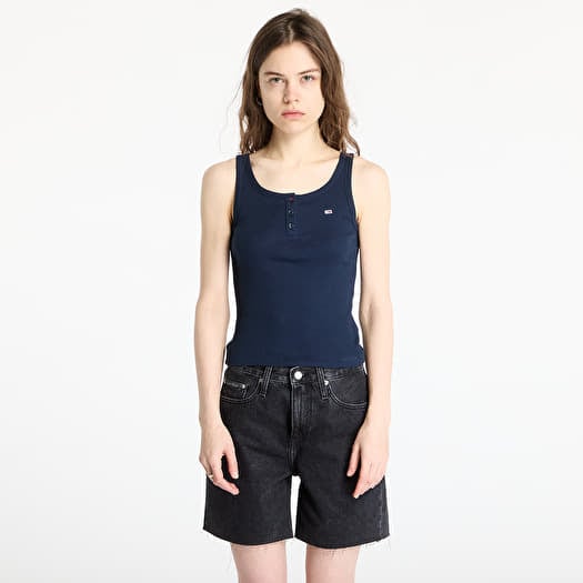 Tommy Jeans Slim Button Tank Blue
