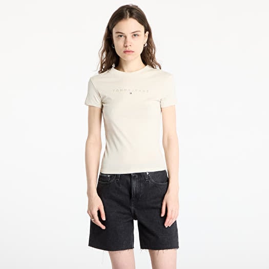Póló Tommy Jeans Slim Tonal Linear Tee Beige