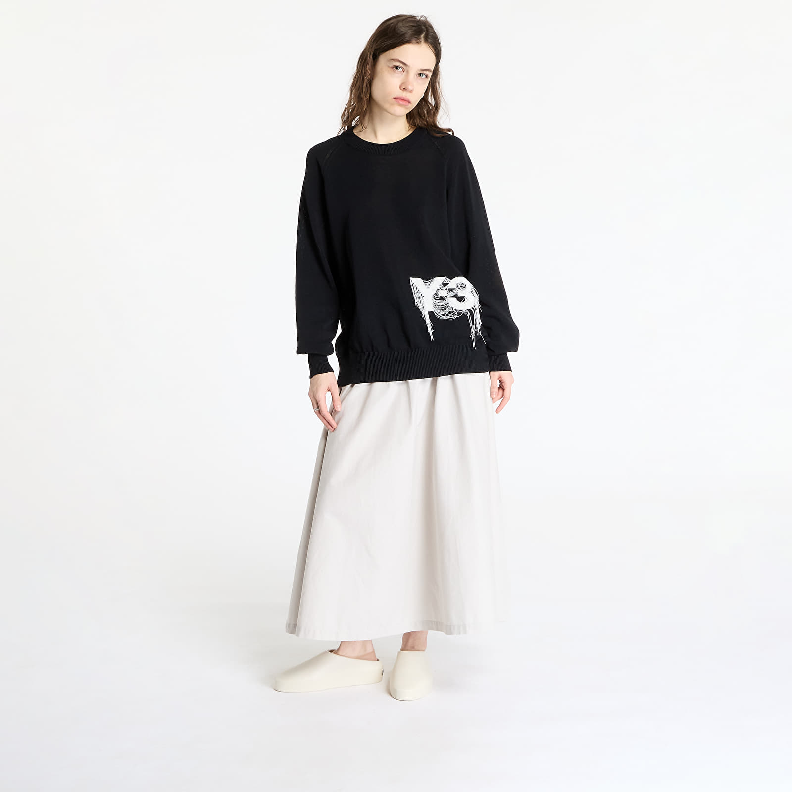 Svetry Y-3 Logo Knit Crew Sweatshirt UNISEX Black