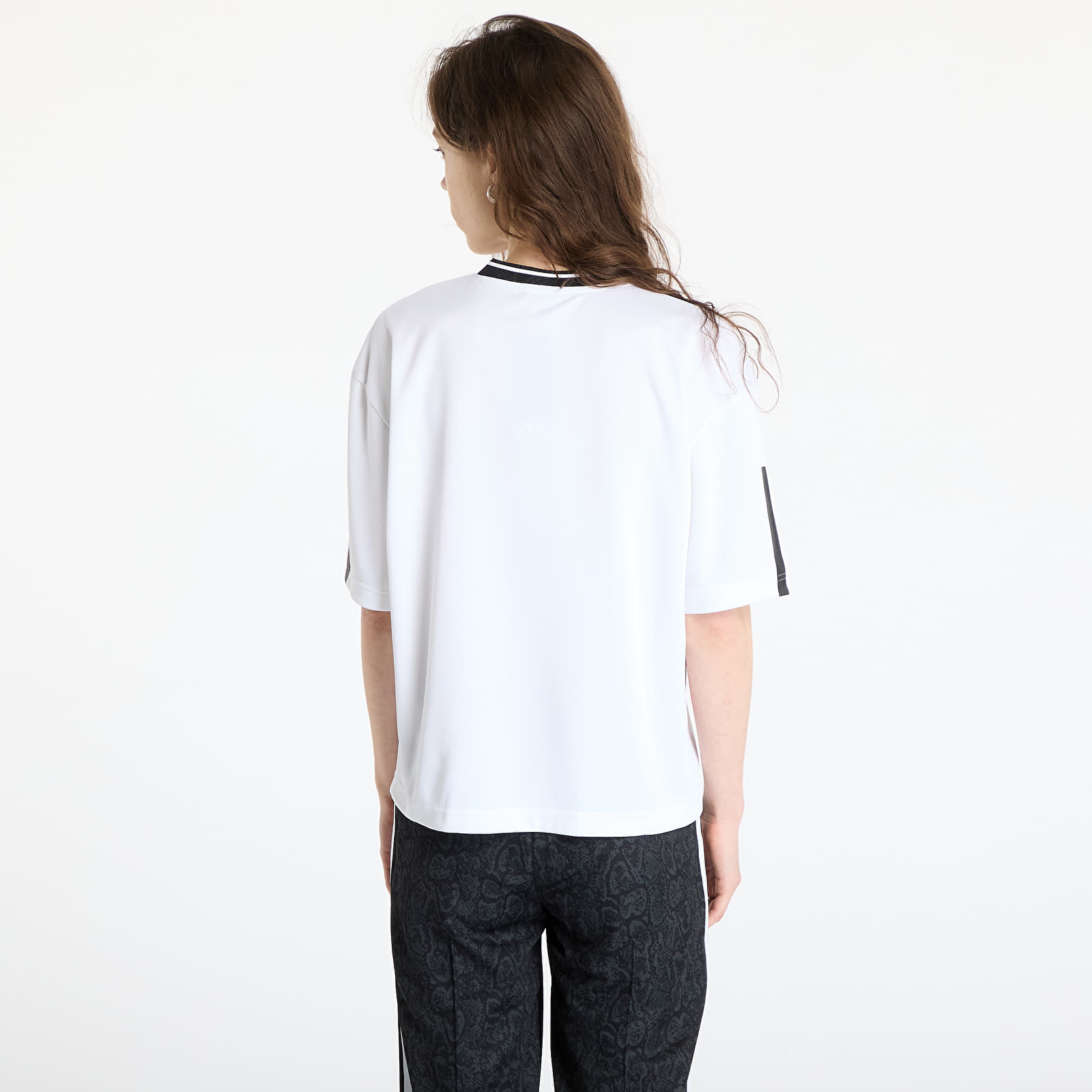 Dámská trička adidas Tiro Cut 3 Stripes Color Block Boyfriend T-Shirt White/ Black/ True Pink