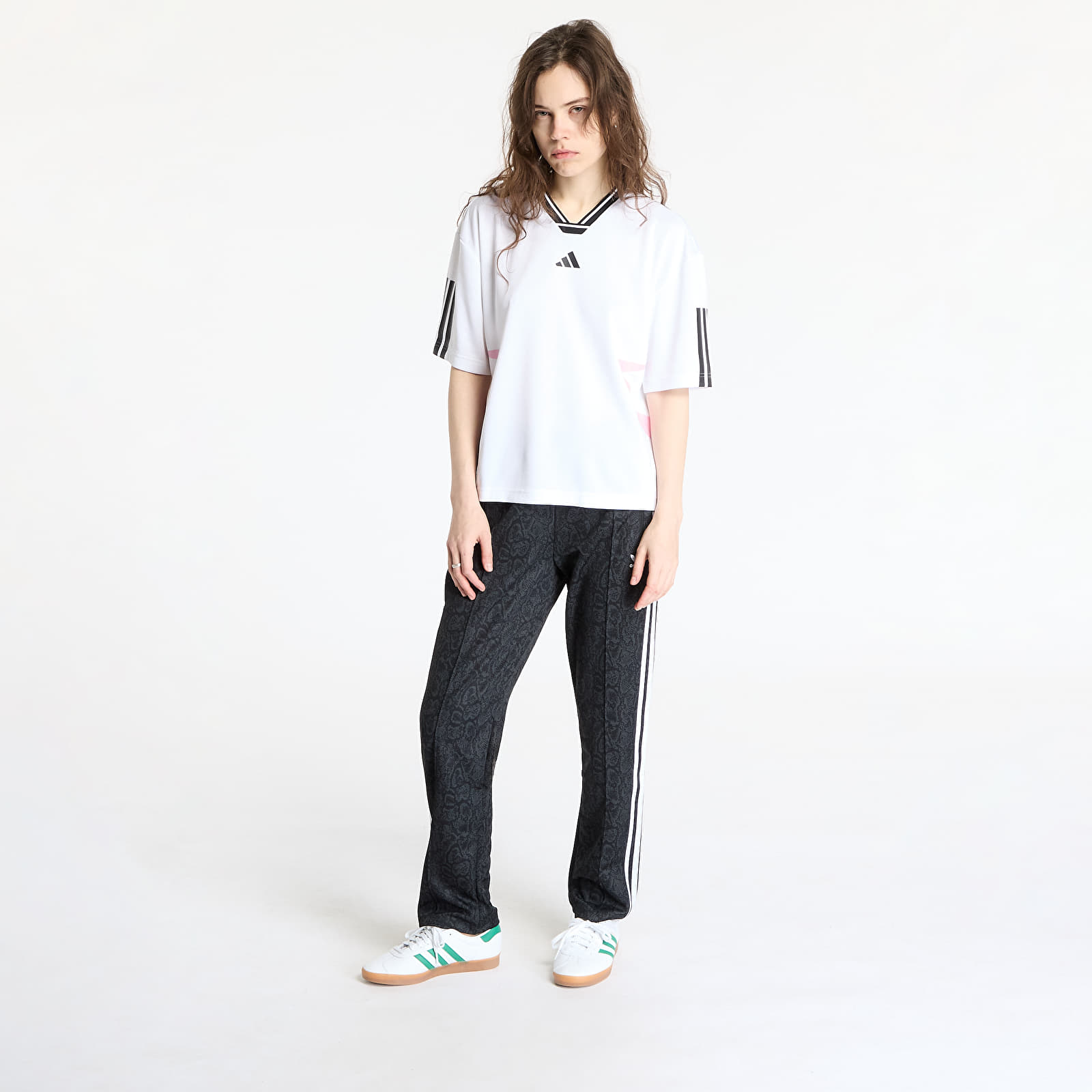 Dámská trička adidas Tiro Cut 3 Stripes Color Block Boyfriend T-Shirt White/ Black/ True Pink